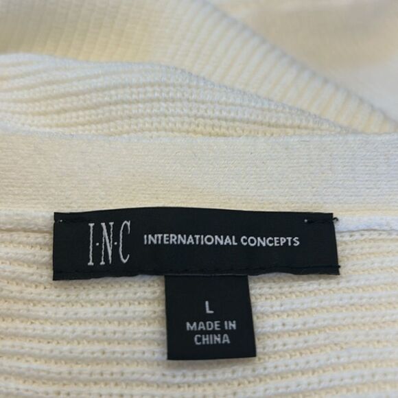 INC International Concepts washed white long sleeve tunic sweater Size L New - Picture 8 of 11